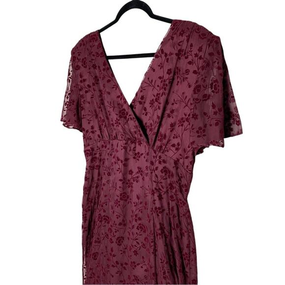 VTG CDC Evening Y2K Floral Emboss Velvet Maxi Dress 10 Burgundy Whimsigoth Vamp - Picture 4 of 13